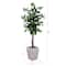 5ft. Artificial Ficus Tree in White Metal Square Planter